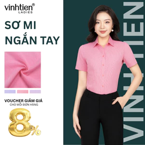 Áo Sơ Mi Nữ Ngắn Tay 0241 Vĩnh Tiến Ladies, Chất Liệu Cotton, Hoạ Tiết Caro - GTB 419