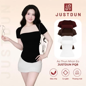 Áo Thun Nhún Eo Ngắn Tay Ôm Body Cotton Mịn JUSTDUN PQ8
