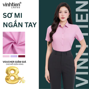 Áo Sơ Mi Nữ Ngắn Tay 0227 Công Sở Vĩnh Tiến Ladies, Chất Liệu Modal Sợi Gỗ, Vải Trơn - GTB 399