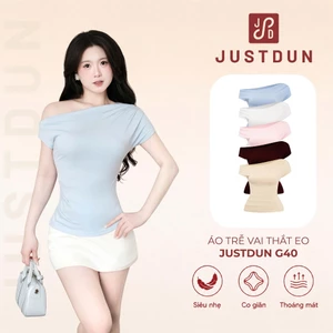 Áo Trễ Vai Nữ Thắt Eo Tôn Dáng Basic JUSTDUN Lệch Vai Tiểu Thư - G40