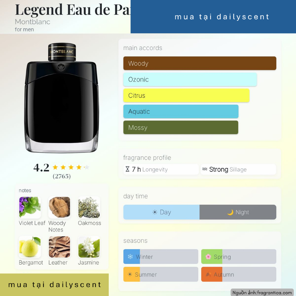 Nước hoa Legend 100ml Montblanc| Nước hoa nam| Nước hoa nam trẻ trung| Dailyscent