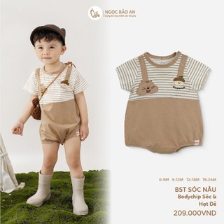 M&B (3M-24M) Bodychip cộc tay Sóc & Hạt Dẻ, mềm mại thoáng mát thời trang dành cho bé trai.
