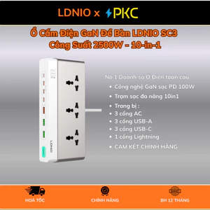 Ổ Cắm Điện GaN Để Bàn LDNIO SC3 Công Suất 2500W - 10-in-1