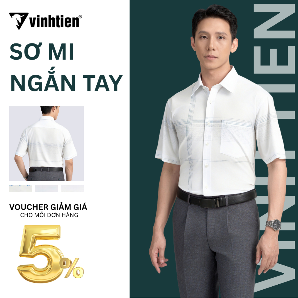 Áo Sơ Mi Nam Ngắn Tay Caro Vải Bamboo  Vạt Ngang Form Regular Vĩnh Tiến 445 - Giỏ 2