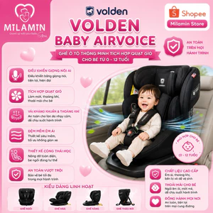 Ghế Ô Tô Volden Baby Airvoice - Cho Bé 40-150cm, Quạt AI, Vải Kháng Khuẩn Thoáng Khí