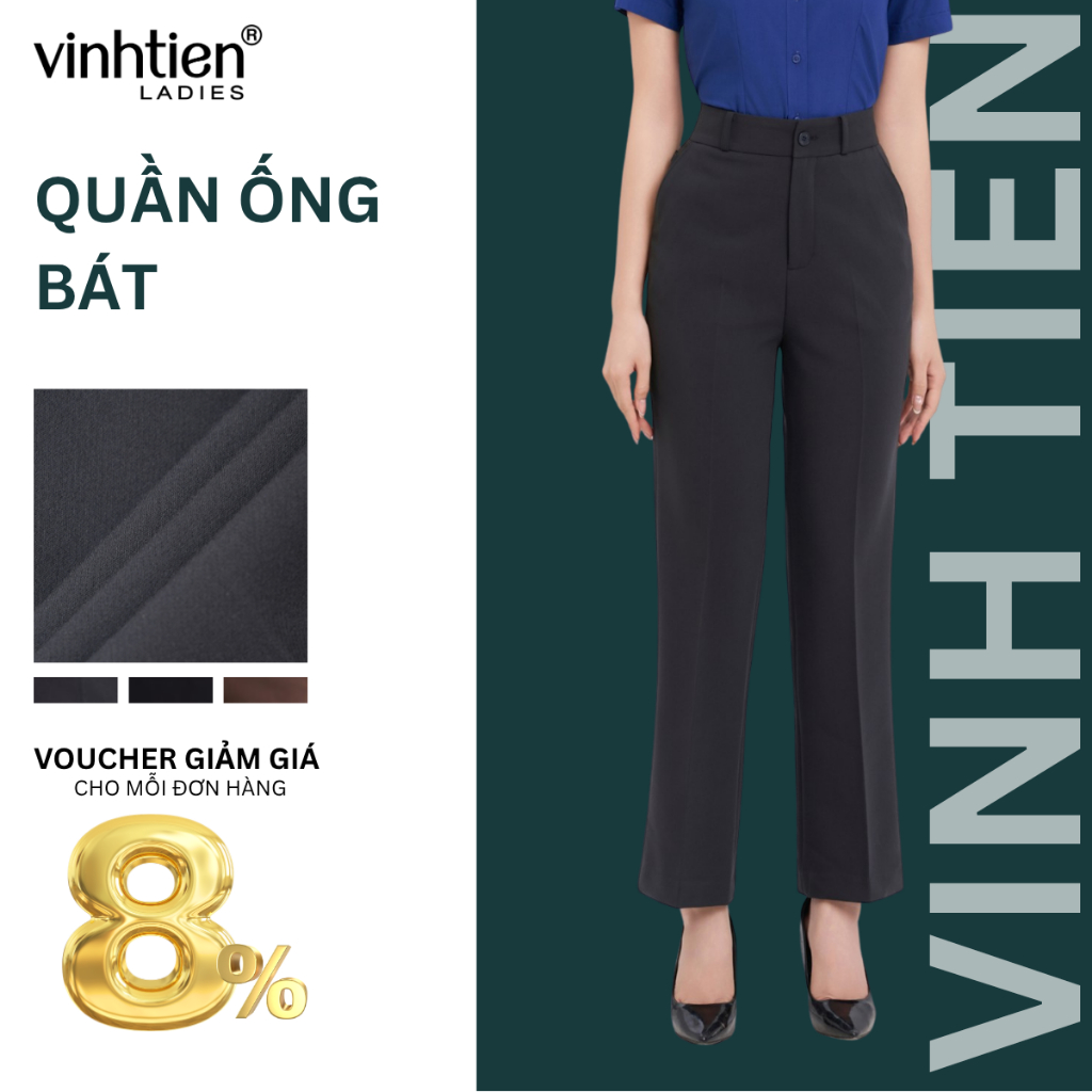 Quần âu nữ ống loe ( bát ) lưng cao Vĩnh Tiến, GTB 589, chất liệu vải mềm mịn thoáng mát đứng form.