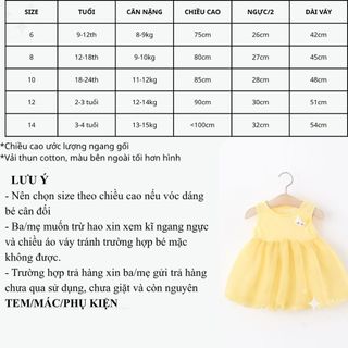 Váy thun cotton bé gái dự tiệc màu vàng thêu mèo dễ thương váy dáng bí phồng D1358