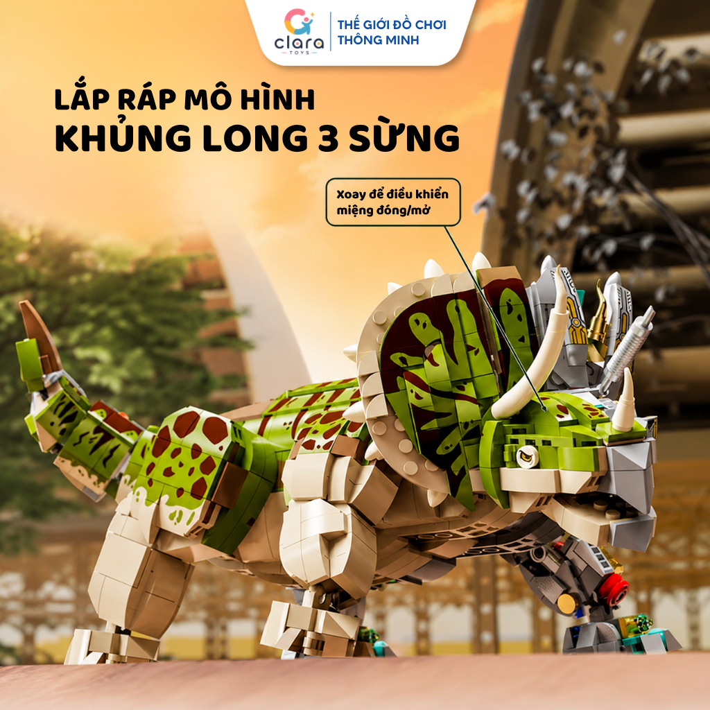 Đồ Chơi Lắp Ráp Cơ Khí Mô Hình Khủng Long Máy Siniceratops 13051 1368PCS Mô Hình Lắp Ráp 3D LEGO