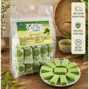 Bánh sữa Cu Tũn Ba Vì ít ngọt, vị matcha, phiên bản mới của Bánh sữa non vị matcha. Đặc sản Ba Vì.