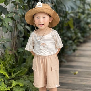 M&B (6M-6Y) Bộ quần áo bé trai cộc tay Chipmunk Sọc Nâu cotton thoáng mát, thấm hút tốt, dễ mặc-SOC