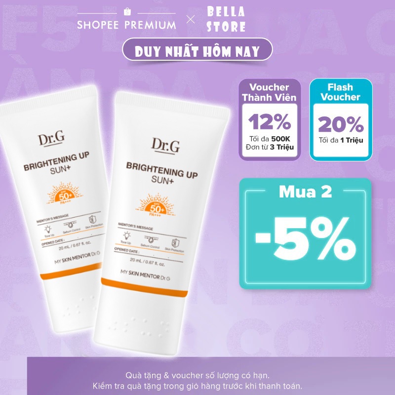 Kem chống nắng kiềm dầu ngừa mụn Dr.G Brightening Up Sun+ SPF50 PA+++ Tuýp Cam