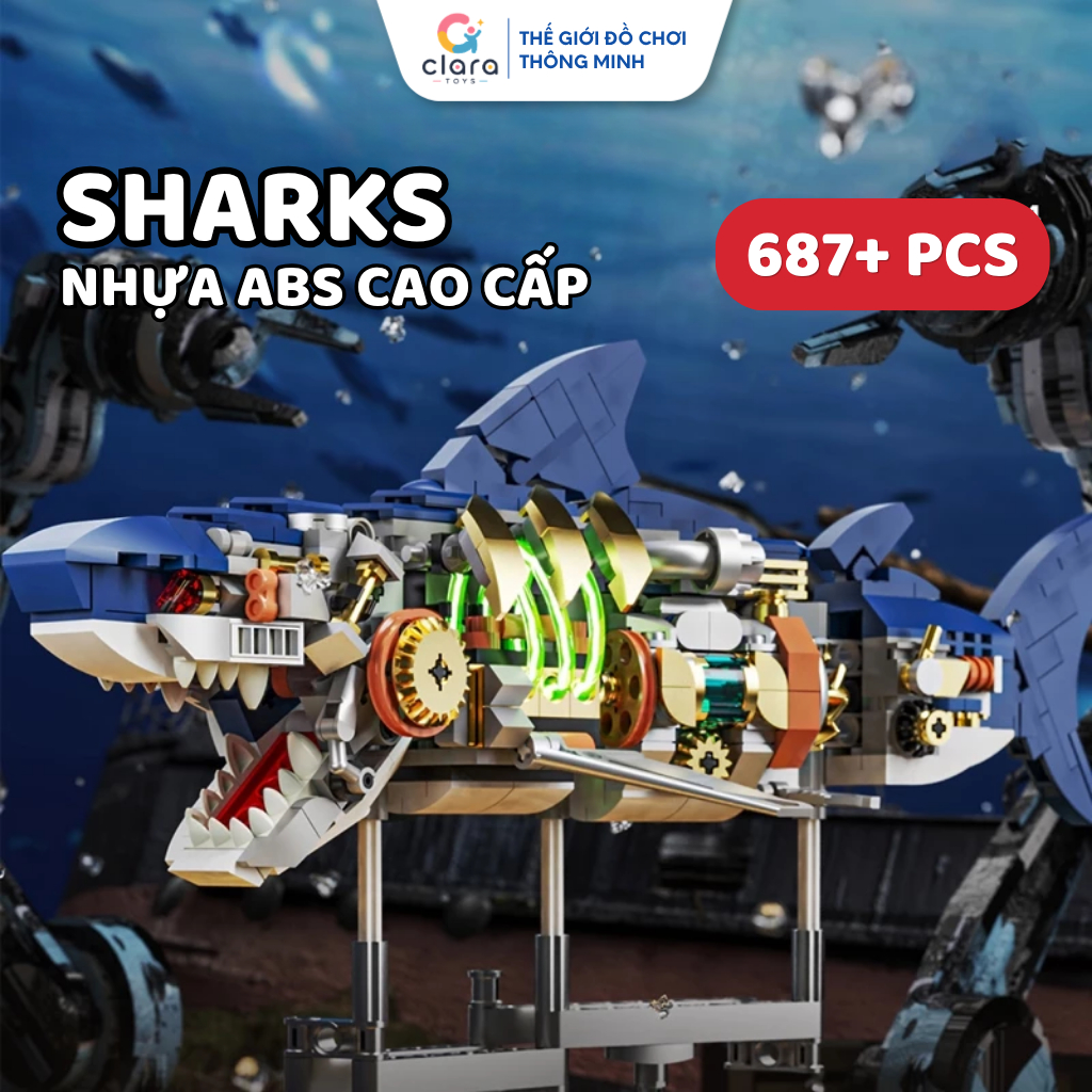Đồ Chơi Lắp Ráp Mô Hình Cơ Khí Cá Mập 13054 687PCS Mô Hình Lắp Ráp LEGO 3D Mechanical Shark Đồ Chơi STEM 6+
