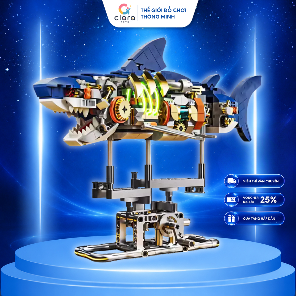 Đồ Chơi Lắp Ráp Mô Hình Cơ Khí Cá Mập 13054 687PCS Mô Hình Lắp Ráp LEGO 3D Mechanical Shark Đồ Chơi STEM 6+
