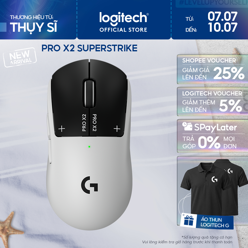Chuột Gaming không dây Logitech G Pro X2 SUPERSTRIKE LIGHTSPEED - Siêu nhẹ 61g, hiệu suất nhanh, USB-C