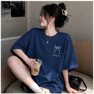 Áo Thun Nữ KONOVA Cotton 100% Form Rộng In Nơ LESS IS MORE