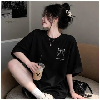 Áo Thun Nữ KONOVA Cotton 100% Form Rộng In Nơ LESS IS MORE