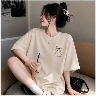 Áo Thun Nữ KONOVA Cotton 100% Form Rộng In Nơ LESS IS MORE