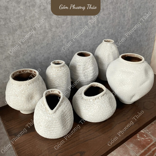 Bình hoa thiết kế phong cách WABI SABI nhiều kiểu dáng, men atlantic/ nâu mộc