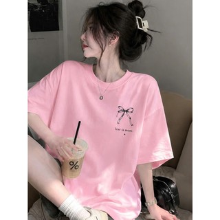 Áo Thun Nữ KONOVA Cotton 100% Form Rộng In Nơ LESS IS MORE