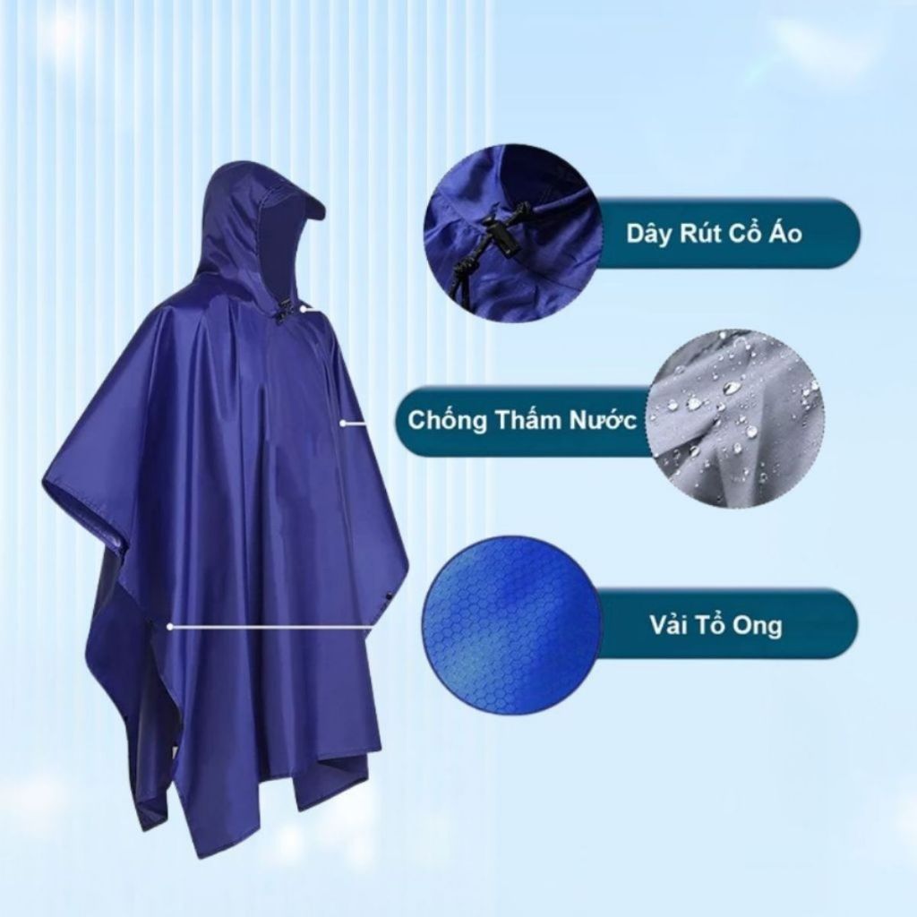 Áo Mưa Bít, Áo Mưa Kín Vải Dù Siêu Bền 1m4 Size Thông Dụng Nhất (Hàng cao cấp xưởng Việt Nam)