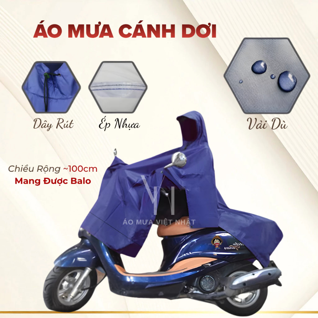 Áo Mưa Bít, Áo Mưa Kín Vải Dù Siêu Bền 1m4 Size Thông Dụng Nhất (Hàng cao cấp xưởng Việt Nam)