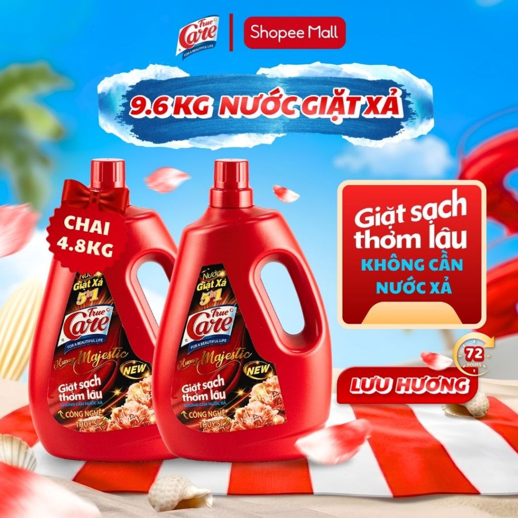 Combo 2 Chai 4.8Kg Nước Giặt Xả True Care 5in1 (Tổng 9.6kg/2Chai)