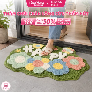 Thảm Chùi Chân lông cừu CongTrang Bedding thảm lau chân nhà tắm chống trơn 100 Mẫu Thiết Kế Độc Quyền (40cm x 60cm)