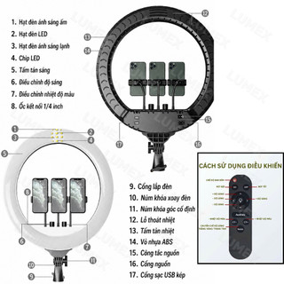 Đèn Livestream Ring Light 3 Kẹp Kèm Chân 2m1 cao cấp – Đèn Trợ Sáng Livestream, Chụp Ảnh, Quay Video, Bán Hàng