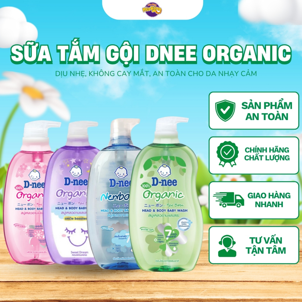 Sữa tắm gội nhập khẩu Dnee cho bé 750ml chính hãng