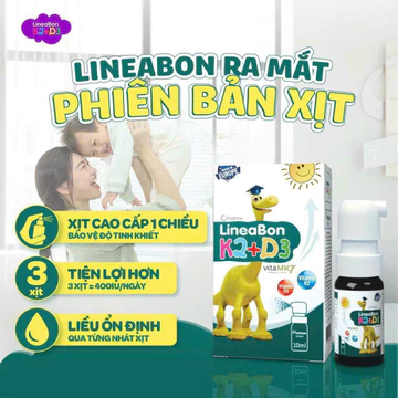 LineaBon K2 + D3 Dạng Xịt 10ml - Vitamin D3 K2 MK7 Hỗ Trợ Hấp Thu Canxi Cho Trẻ Em