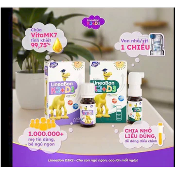 LineaBon K2 + D3 Nhỏ Giọt 10ml - Vitamin D3 K2 MK7 Hỗ Trợ Hấp Thu Canxi Cho Trẻ Em Chính Hãng