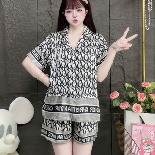 Đồ bộ mặc nhà nữ dễ thương,đồ ngủ lụa lạnh cao cấp,bộ pijama có túi, quần đùi họa tiết dễ thương[86]