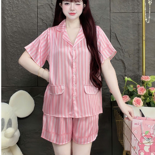 Đồ bộ mặc nhà nữ dễ thương,đồ ngủ lụa lạnh cao cấp,bộ pijama có túi, quần đùi họa tiết dễ thương[86]