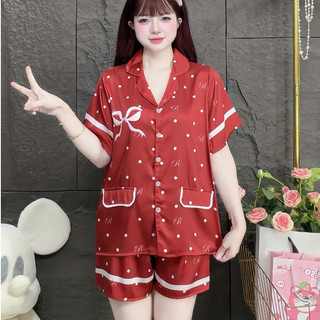 Đồ bộ mặc nhà nữ dễ thương,đồ ngủ lụa lạnh cao cấp,bộ pijama có túi, quần đùi họa tiết dễ thương[86]