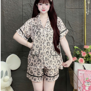 Đồ bộ mặc nhà nữ dễ thương,đồ ngủ lụa lạnh cao cấp,bộ pijama có túi, quần đùi họa tiết dễ thương[86]