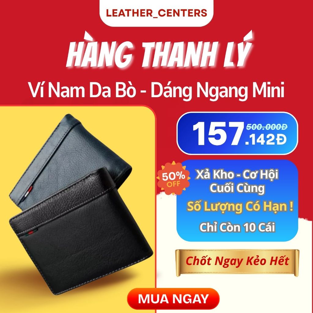 Ví Nam Da Bò Thật Kiểu Ngang VT02 Mini, Thiết Kế Đơn Giản Tinh Tế, Quà Tặng Cho Bạn Bè, Người Yêu