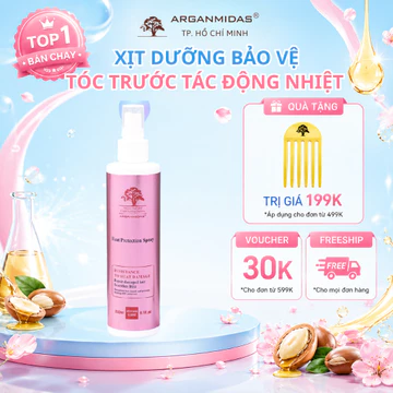 Xịt dưỡng tóc mềm mượt, xịt gỡ rối tóc xoăn Arganmidas, xịt bảo vệ tóc khỏi nhiệt, phục hồi tóc chuyên sâu - 250ml