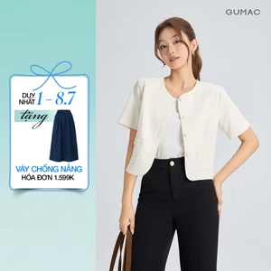 Áo Khoác Blazer GUMAC Form Lửng Tay Ngắn Nút Bọc Thanh Lịch OWG05056