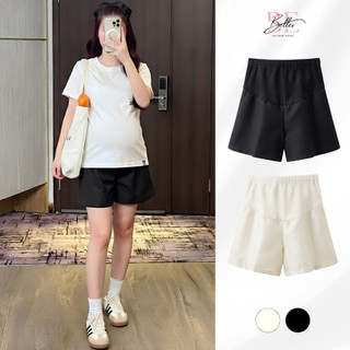 Quần Short Kaki Lụa Bầu Belles Đáp Bụng Lizy Short Form A Che Dáng Chất Liệu Mát Nhẹ Mềm Dễ Phối