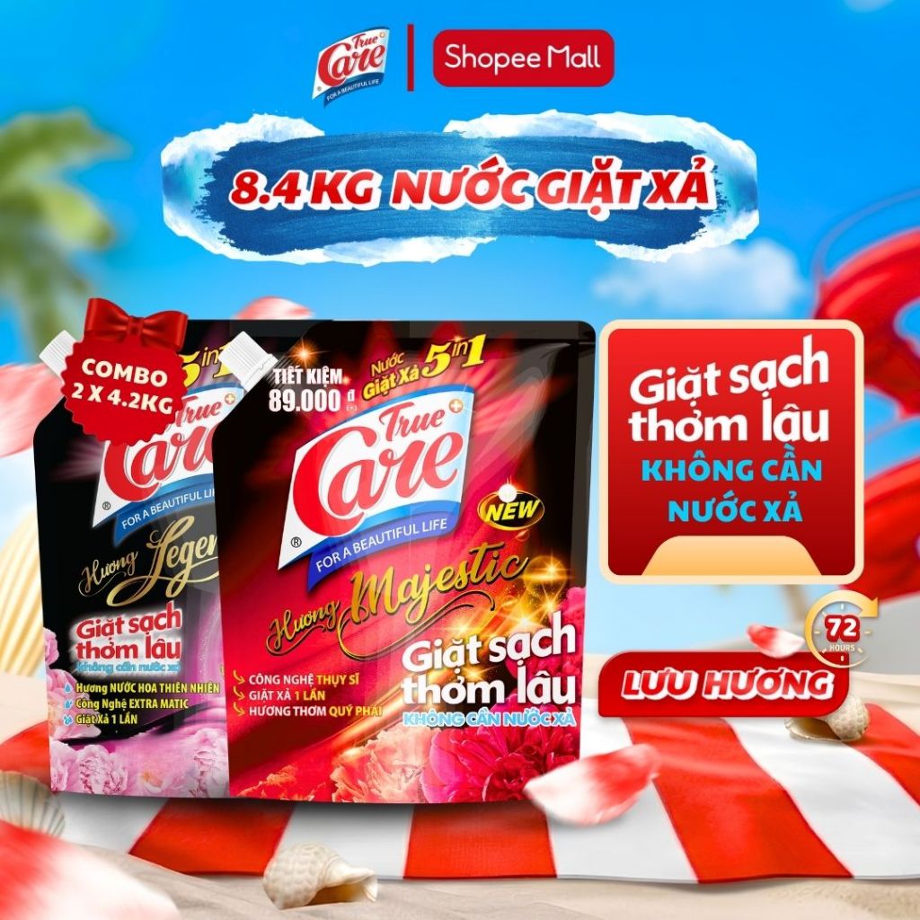 Combo 2 Túi 4.2Kg Nước Giặt Xả True Care 5in1 (Tổng 8.4kg/2Túi)