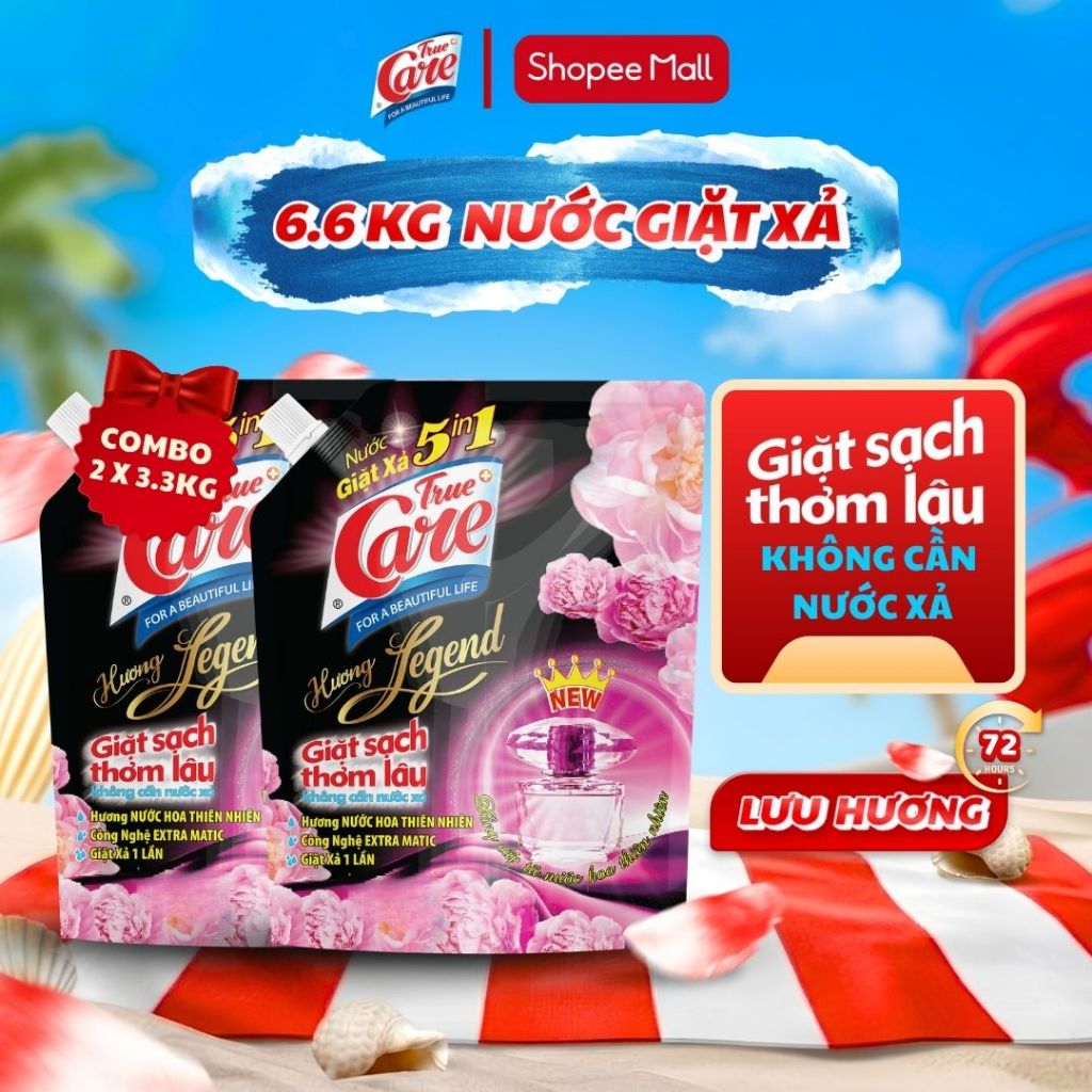 Combo 2 Túi 3.3Kg Nước Giặt Xả True Care 5in1 (Tổng 6.6kg/2Túi)