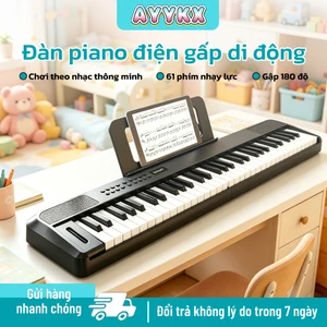 Đàn điện tử đa năng trẻ em AYYKX, 61 phím tiêu chuẩn gấp gọn, dành cho người mới học, tặng phụ kiện miễn phí