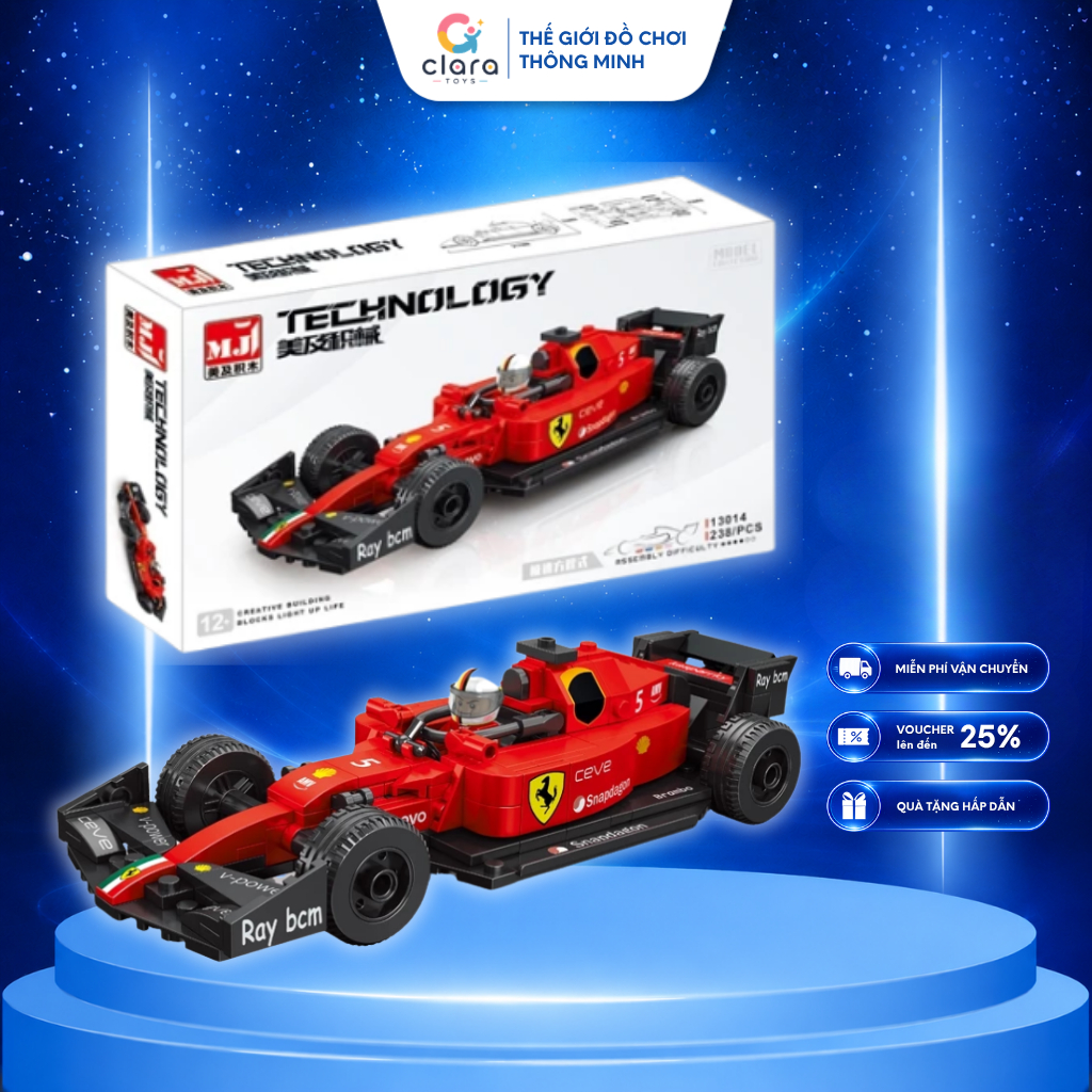 Đồ Chơi Lắp Ráp Xe Đua F1 Đỏ 13014A 238PCS Mô Hình Lắp Ghép LEGO 3D Mô Hình Xe Đua Thể Thao STEM 6+
