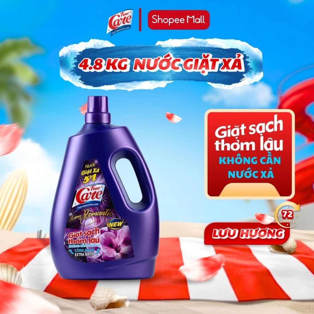 Chai Nước Giặt Xả True Care 5in1 Hương Romantic (2.4Kg - 4.8Kg)