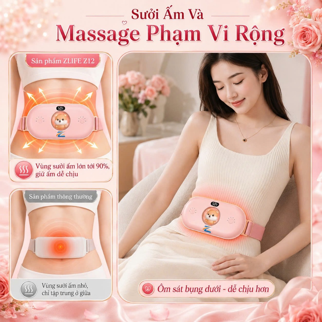 Set Quà Tặng Sinh Nhật cho Nữ, Người Yêu, Bạn Thân, Máy Massage Chườm Ấm Giảm Đau Bụng Kinh Nguyệt