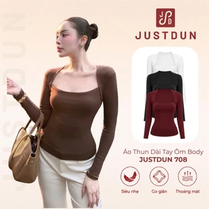 Áo Thun Dài Tay Ôm Body Cúp Ngực Cotton Mịn Siêu Co Giãn Justdun 708