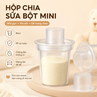 Hộp trữ sữa bột QCOOKO (SET 4 HỘP 50g)-Vạch Chia 80ml cho bột bên trong luôn khô ráo, an toàn cho bé