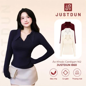 Áo Thun Polo Cổ Sơ Mi Ôm Body Nữ JUSTDUN B60 - Dài Tay, Cotton Mịn, Mềm Mại, Co Giãn 4 Chiều