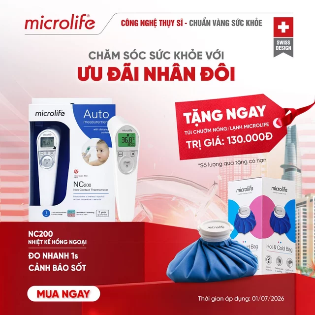 Nhiệt Kế Hồng Ngoại Đo Trán Microlife NC200 Chính Hãng - TỰ ĐỘNG ĐO - KHÔNG CHẠM - Tốc Độ Cao, Cho KẾT QUẢ Trong 1 GIÂY