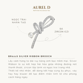 Trâm Cài Áo Aurel D Dáng Nơ Ngọc Đính Đá CZ Cài Áo Vest Sơ Mi Thanh Lịch